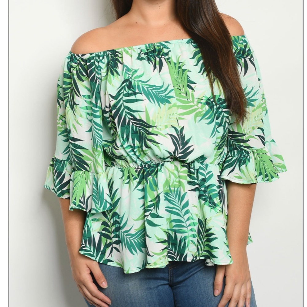 Leafy off the shoulder plus top